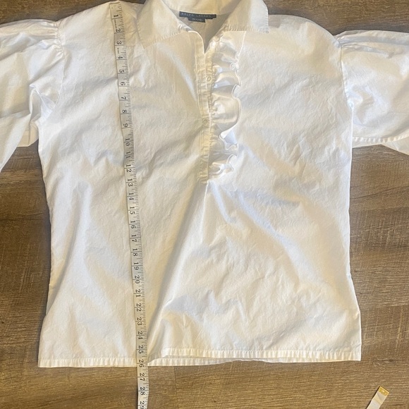 Ralph Lauren 100% Cotton White Ruffled Popover Blouse Size 12 - Picture 7 of 10